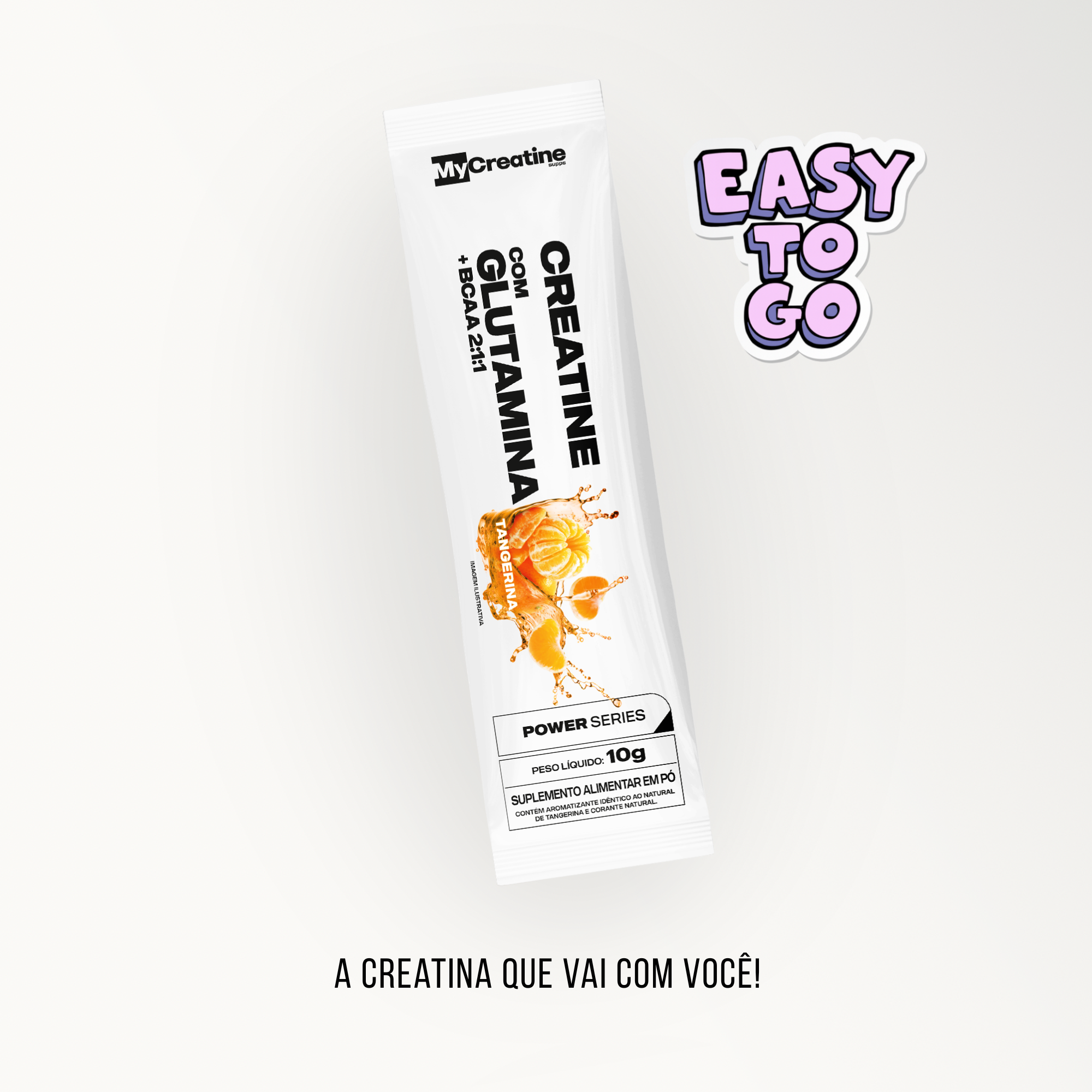 Creatina com BCAA + Glutamina | Sachê Individual Força e Recuperação Sabor Tangerina