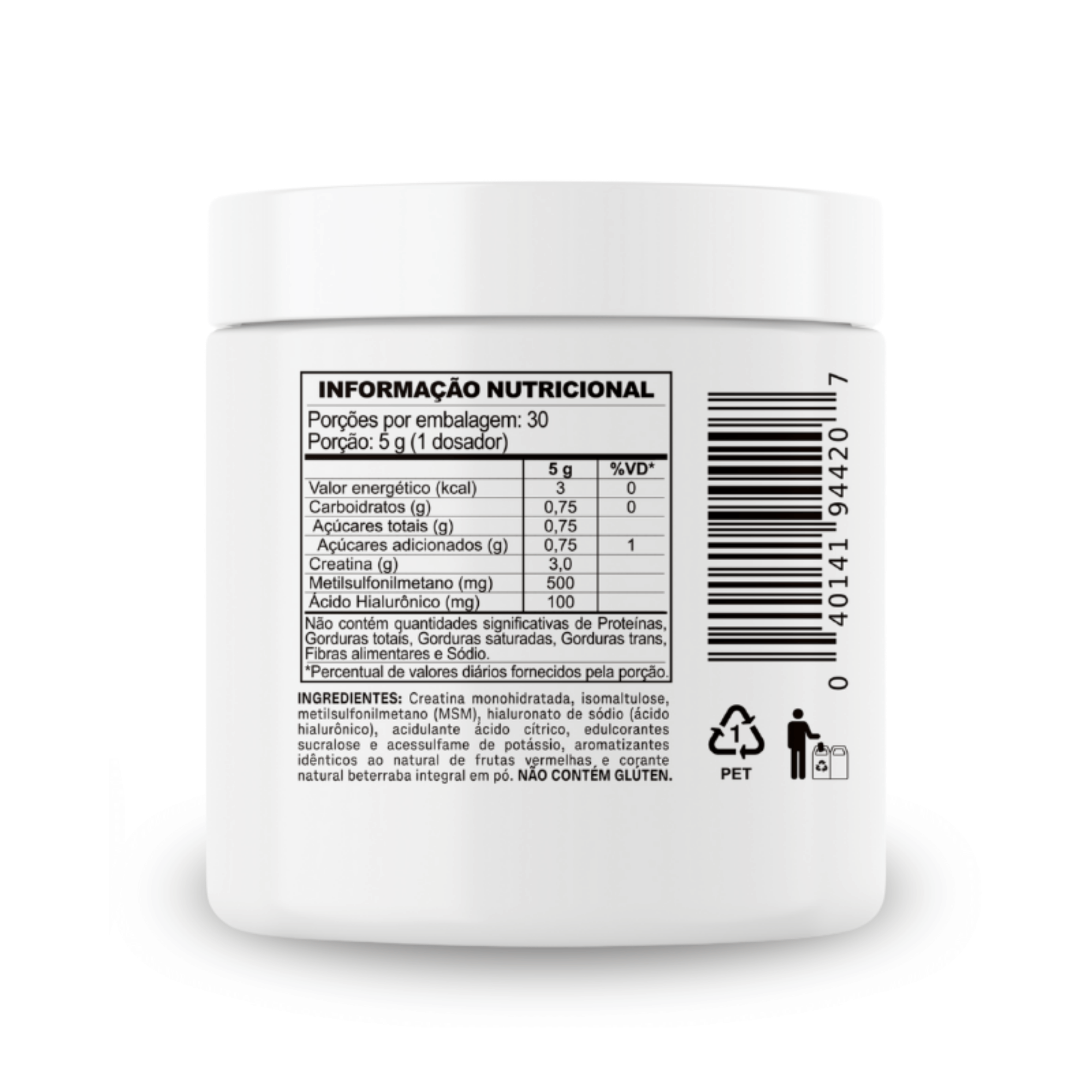 Creatina MyCreatine com MSM + Ácido Hialurônico | Beleza, Vitalidade e Performance 150g Sabor Frutas Vermelhas