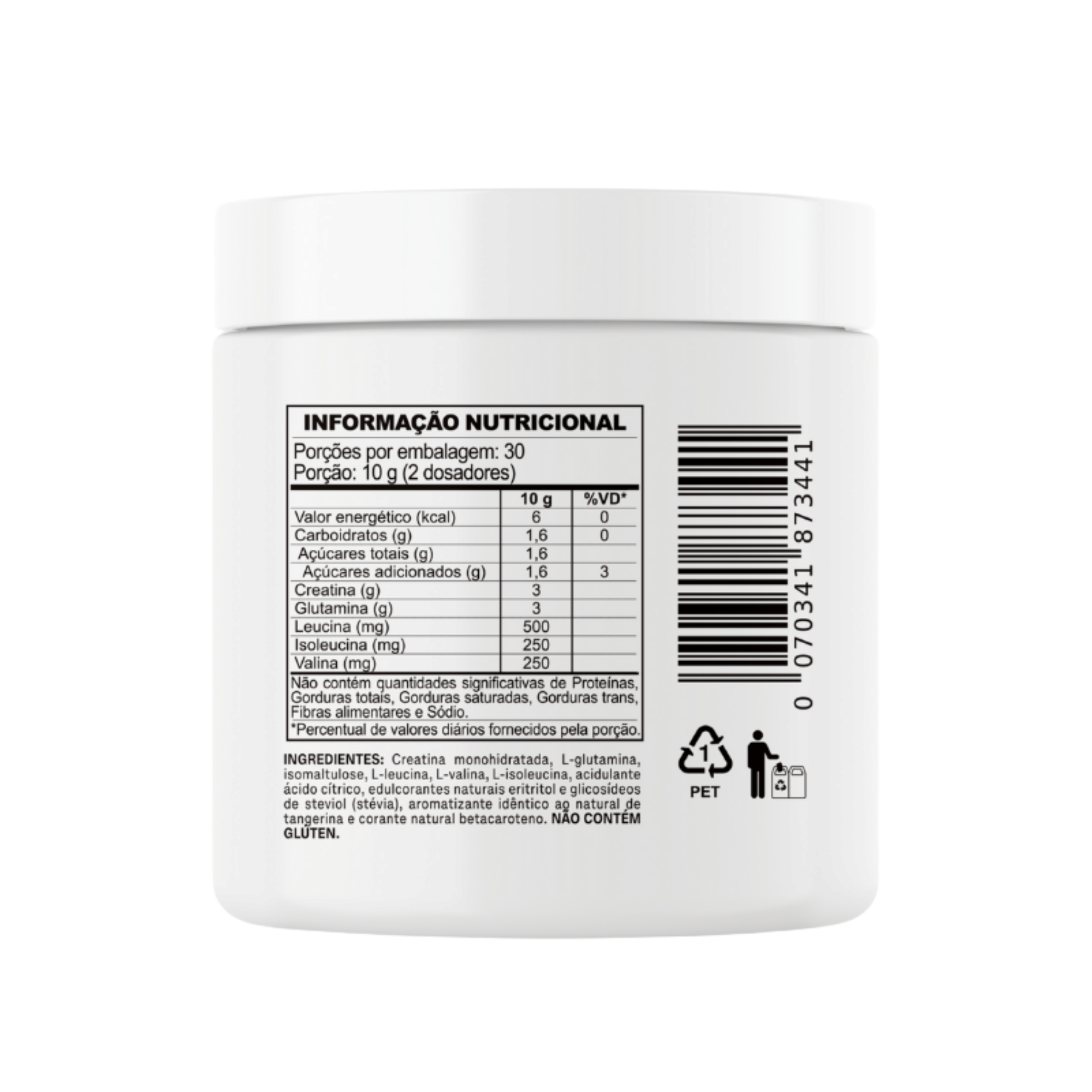 Creatina MyCreatine com BCAA + Glutamina | Força, Resistência e Recuperação 300g Sabor Tangerina