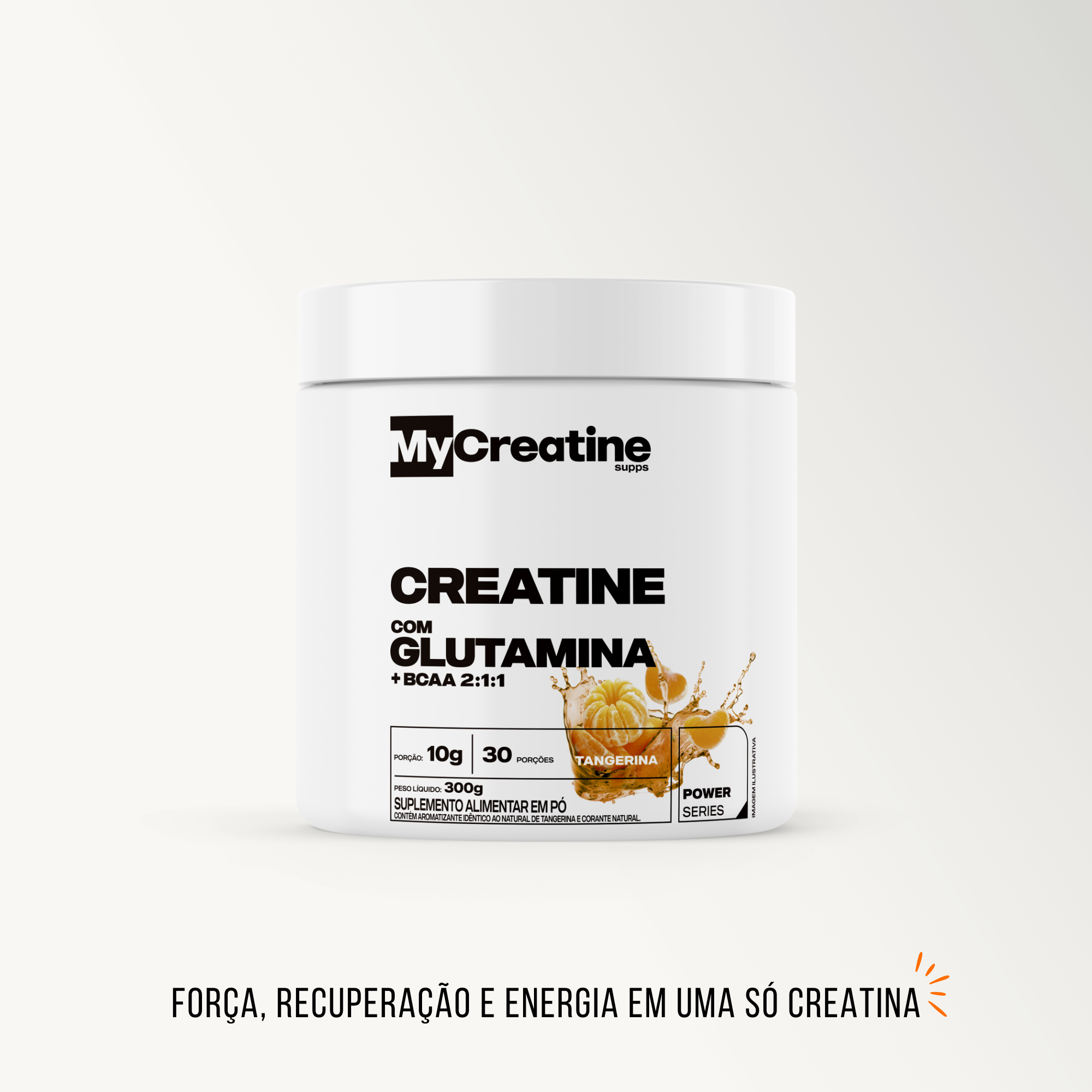 Creatina com BCAA + Glutamina | Força, Resistência e Recuperação 300g Sabor Tangerina