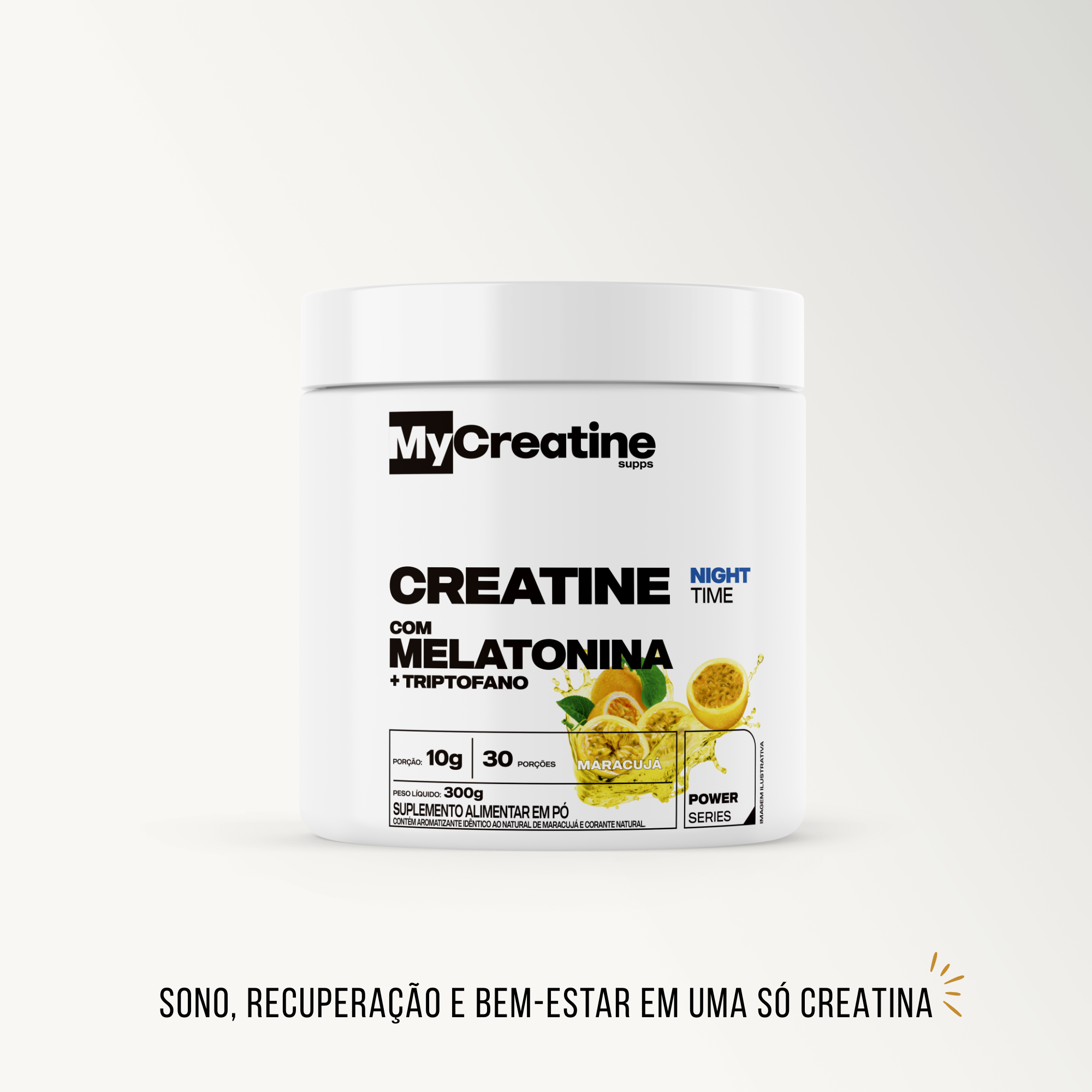 Creatina com Melatonina + Triptofano | Sono e Recuperação Noturna 300g Sabor Maracujá