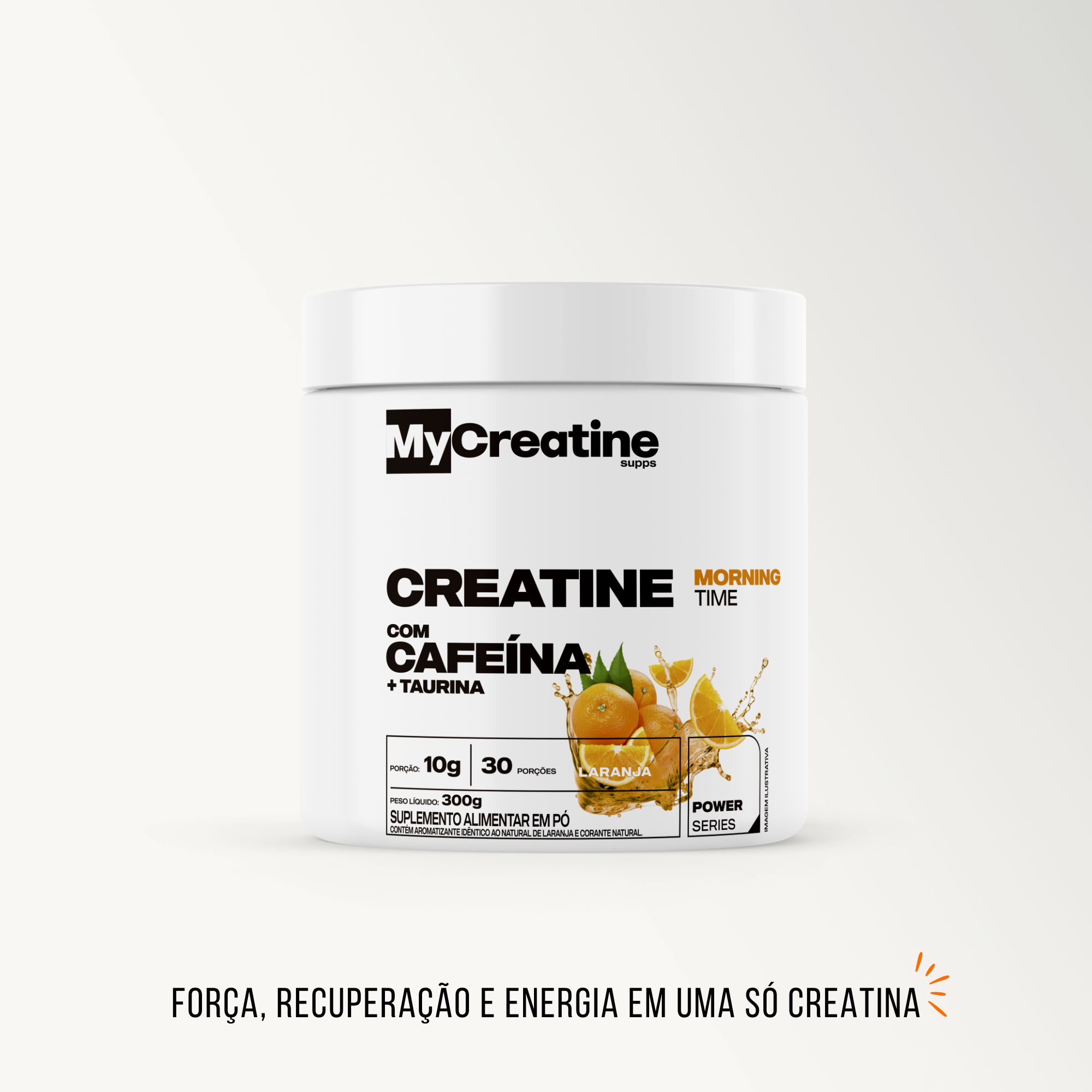 Creatina com Cafeína + Taurina | Energia e Foco 300g Sabor Laranja