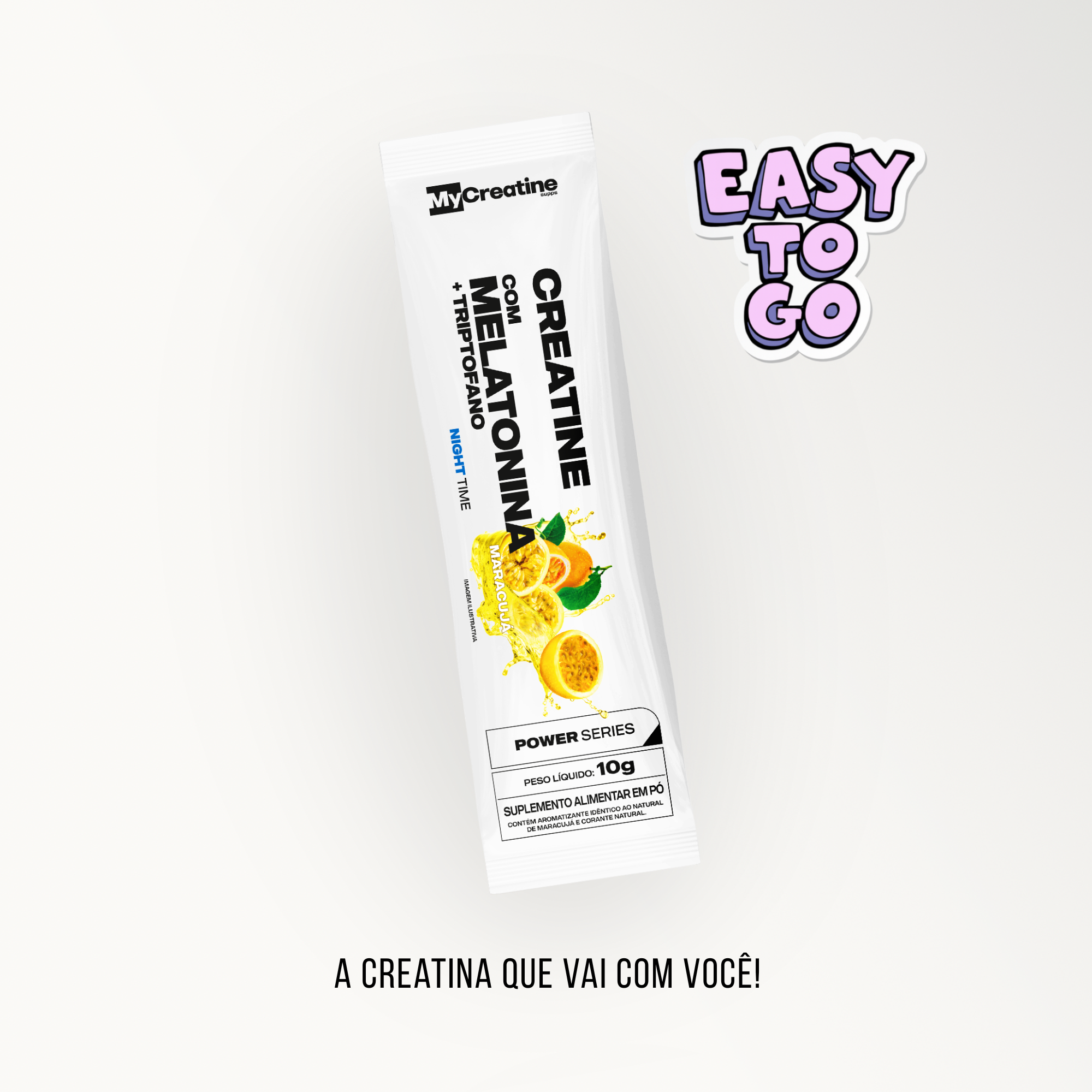 Creatina com Melatonina + Triptofano | Sachê Individual Sono e Recuperação Sabor Maracujá